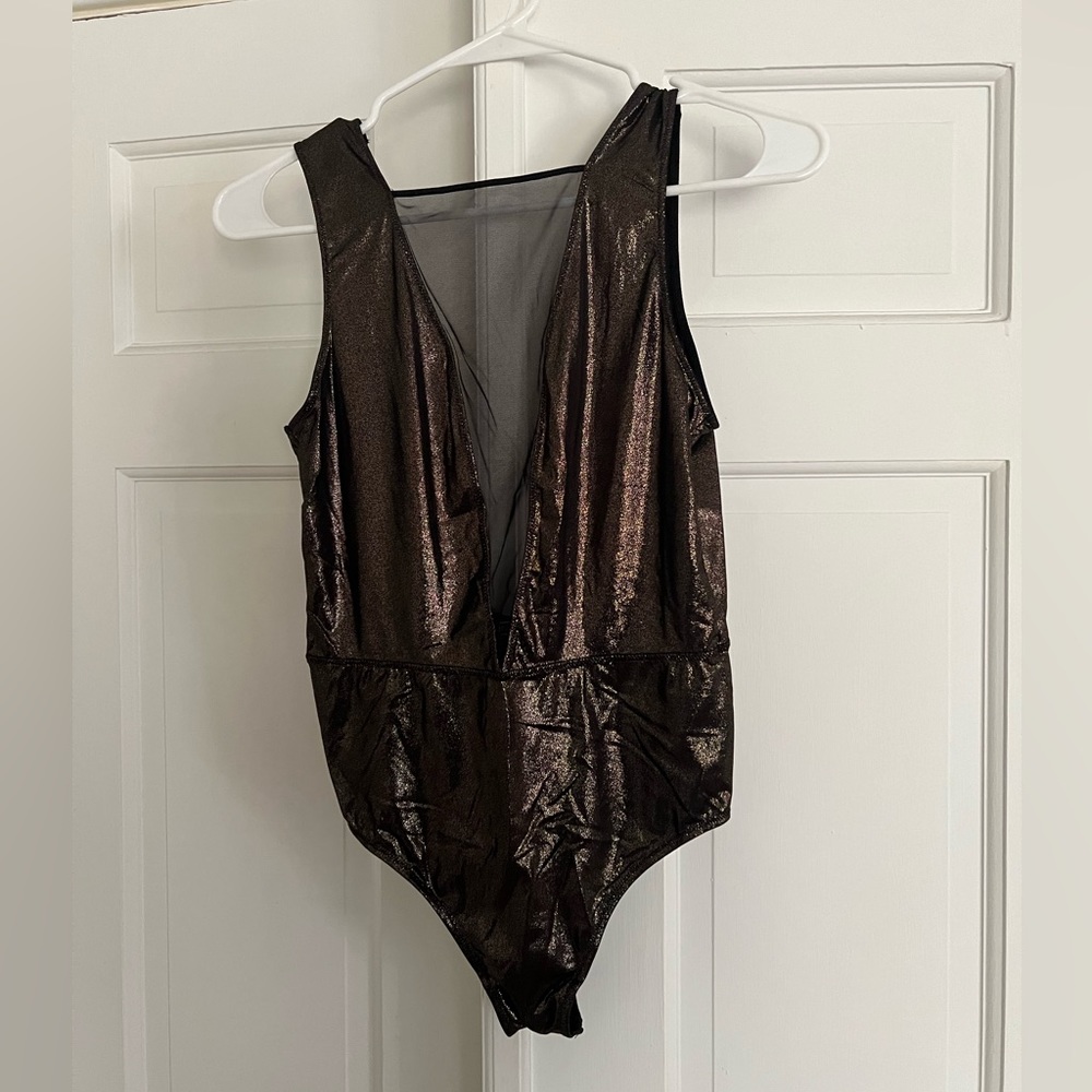 VS Mesh Plunge Metallic Shimmer Bodysuit